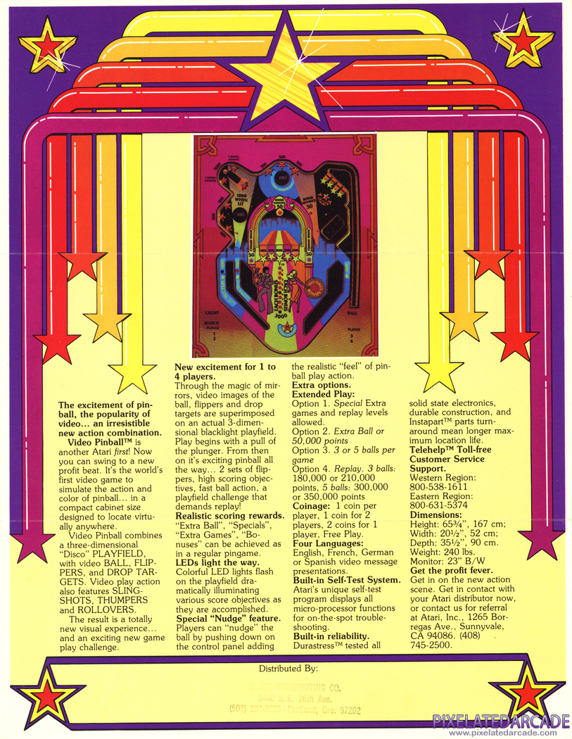 Video Pinball Advertisement: Video Pinball flyer - Back