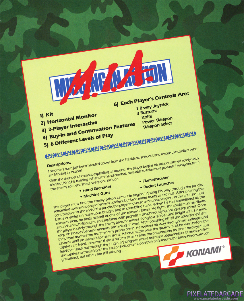 M.I.A.: Missing in Action Advertisement: Missing in Action flyer - Back