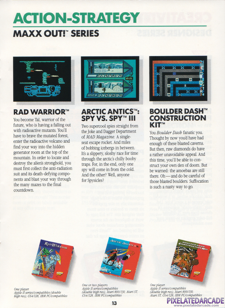 Boulder Dash Construction Kit Advertisement: Boulder Dash Construction Kit in the Epyx product catalog