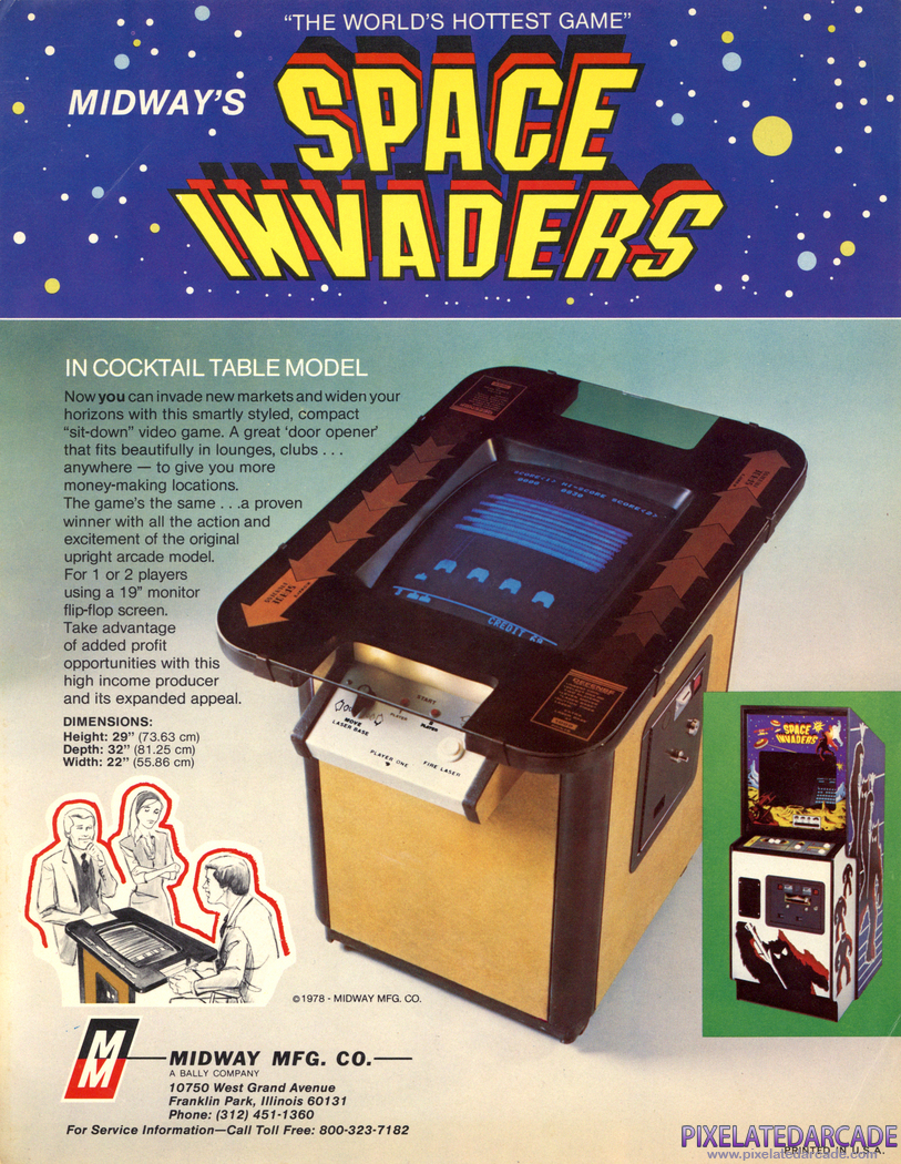 Space Invaders Advertisement: North American cocktail table flyer