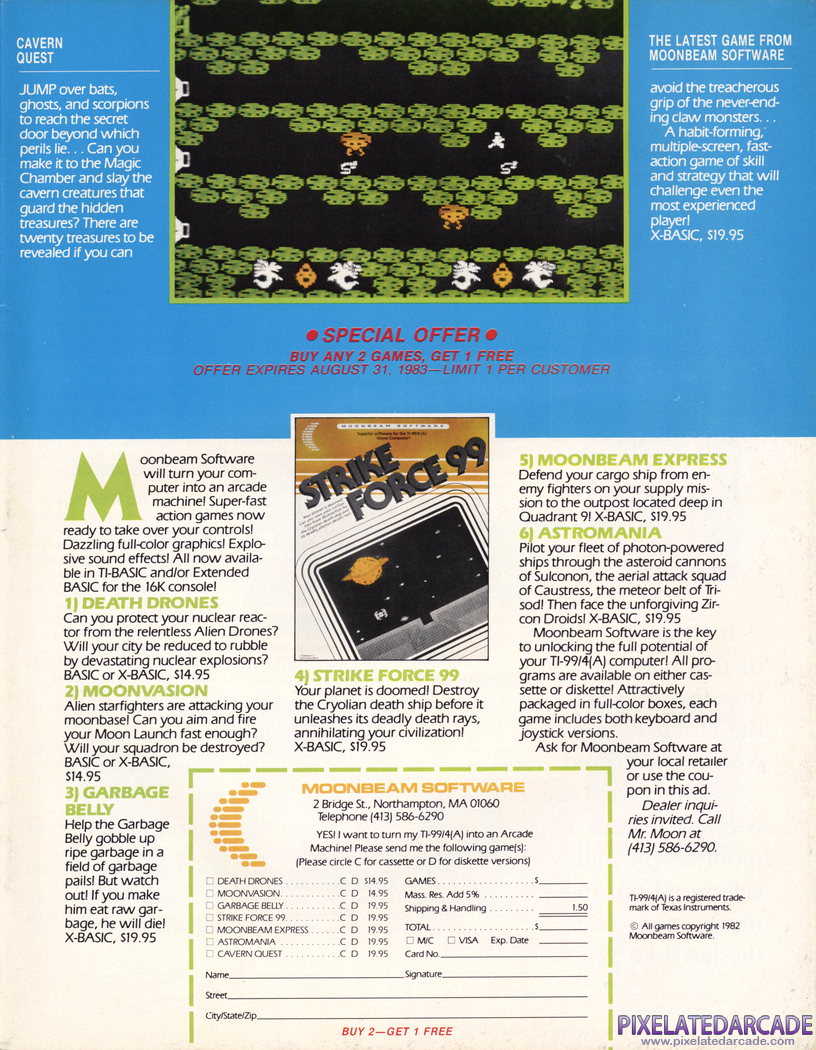 Strike Force 99 Advertisement: Moonbeam Software May 1983 magazine ad