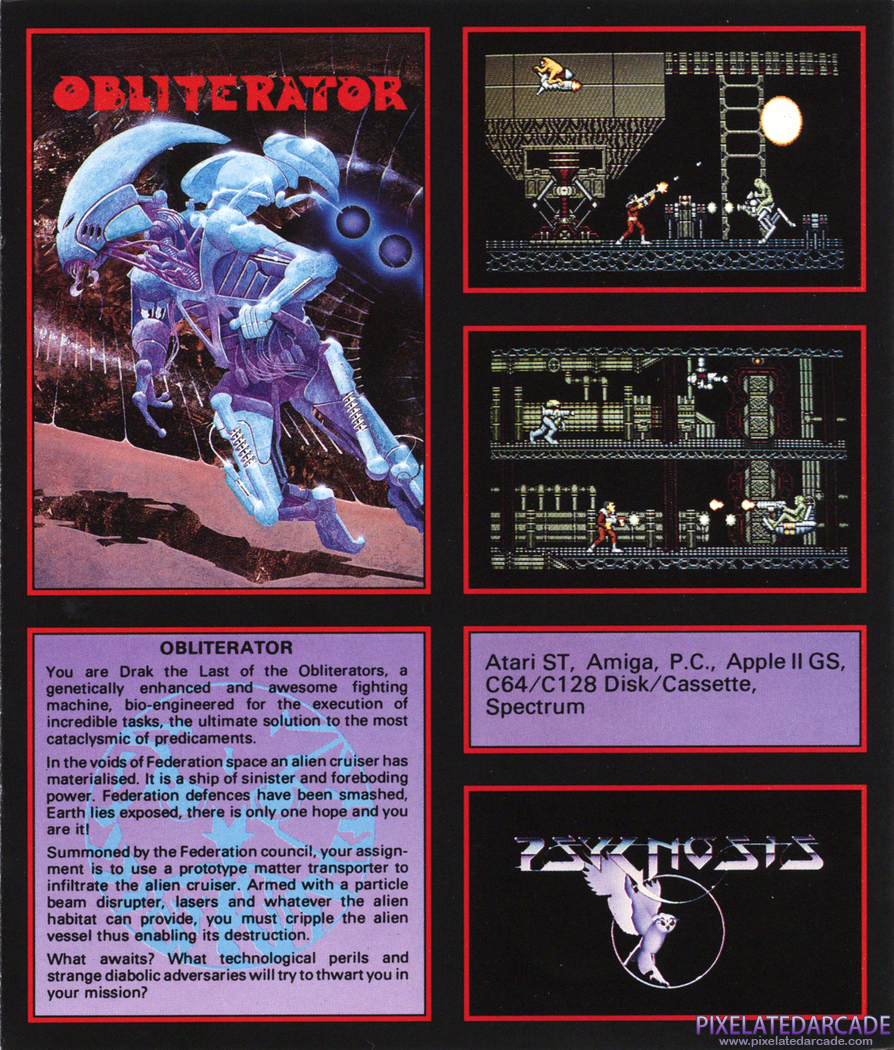 Obliterator Advertisement: Psygnosis product catalog