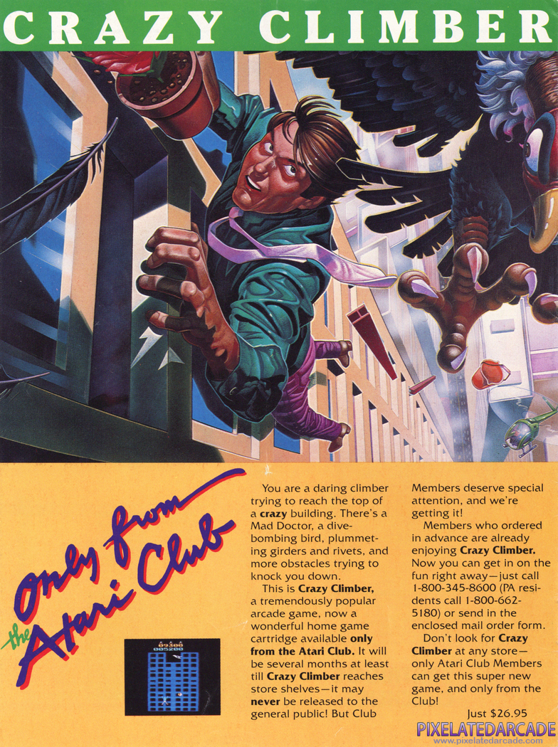 Crazy Climber Advertisement: Atari Age magazine April 1983 promotion