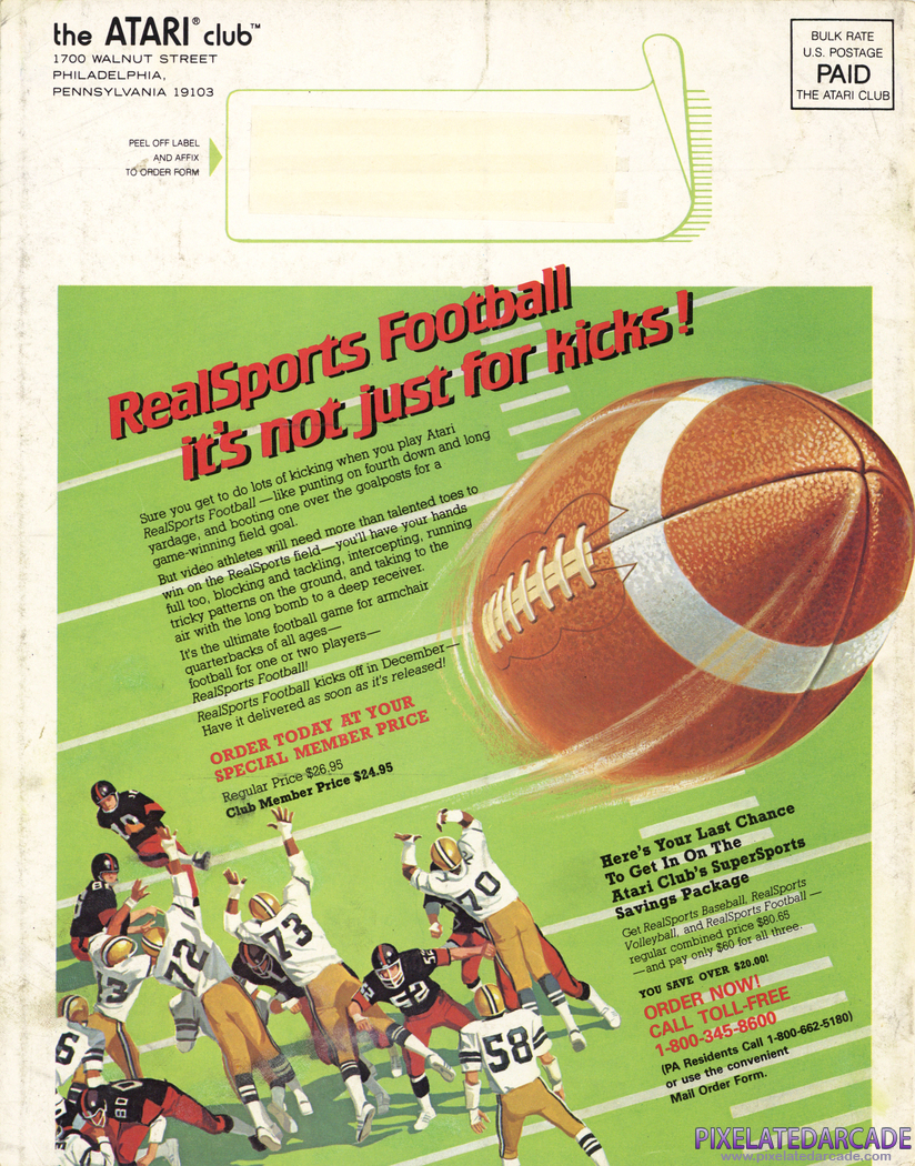 RealSports Football Advertisement: Atari Age magazine December 1982 promotion