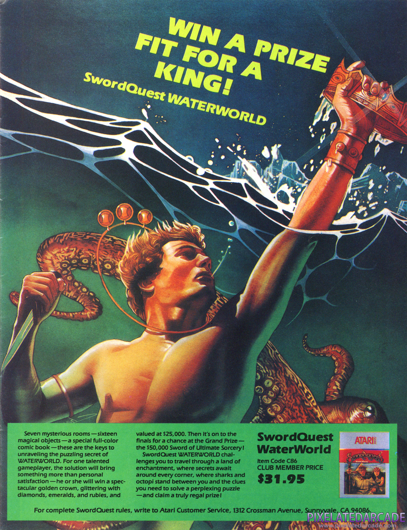 Swordquest: WaterWorld Advertisement: Atari Age magazine September/October 1983 promotion