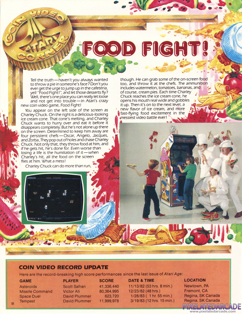 Food Fight Advertisement: Atari Age magazine May/June 1983 promotion