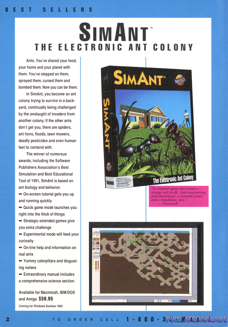 SimAnt: The Electronic Ant Colony Advertisement: Maxis Software product catalog