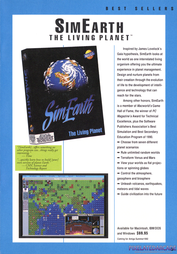 SimEarth: The Living Planet Advertisement: Maxis Software product catalog