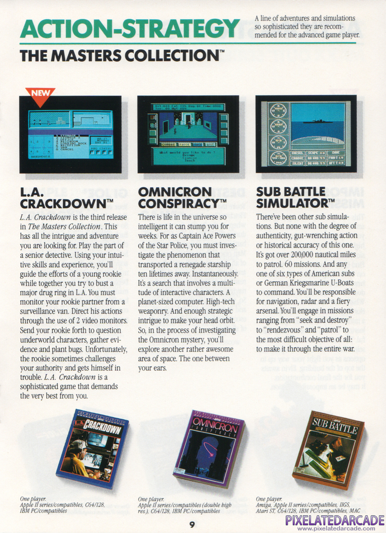 Sub Battle Simulator Advertisement: Sub Battle Simulator in the Epyx product catalog
