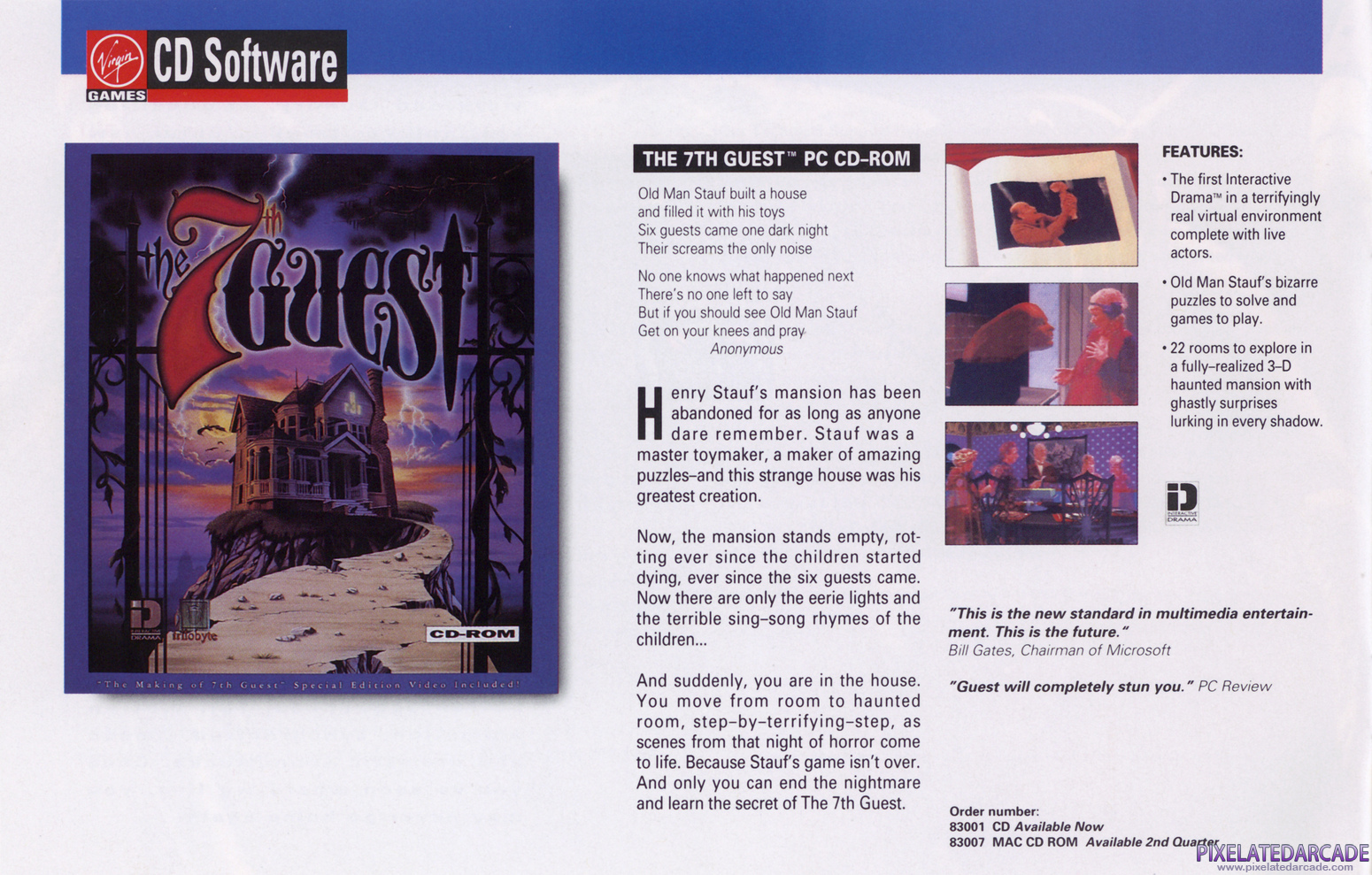 The 7th Guest Advertisement: Virgin Games product catalog