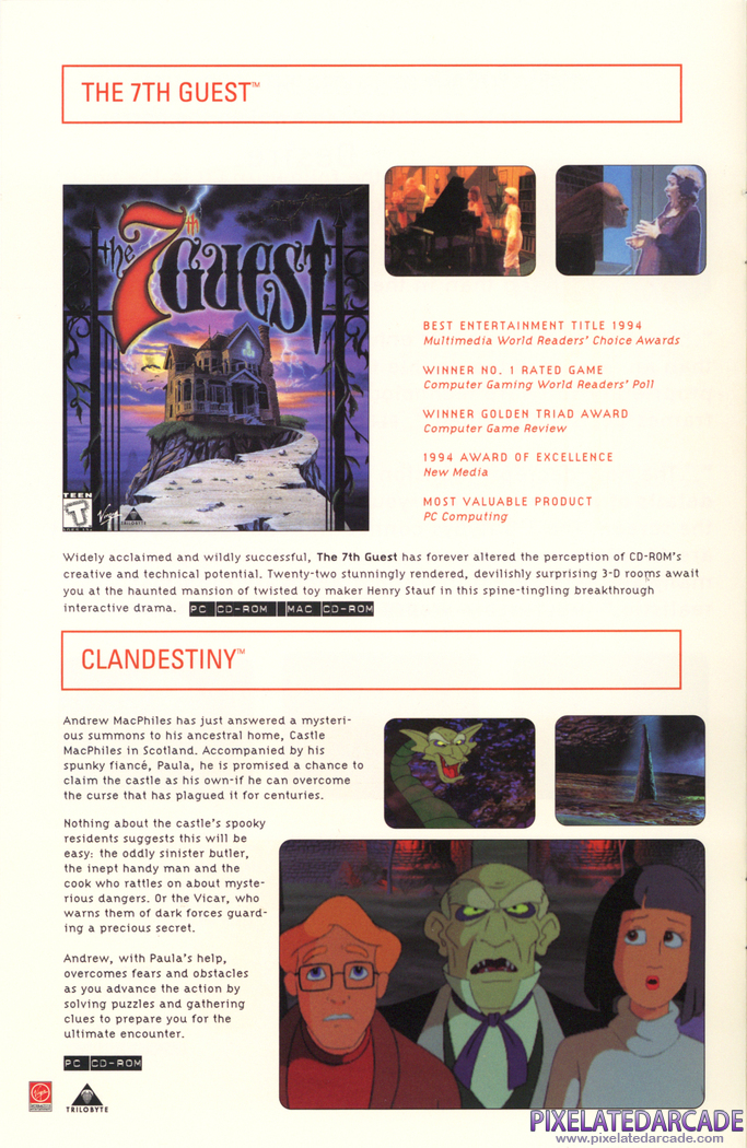 The 7th Guest Advertisement: Virgin Interactive product catalog