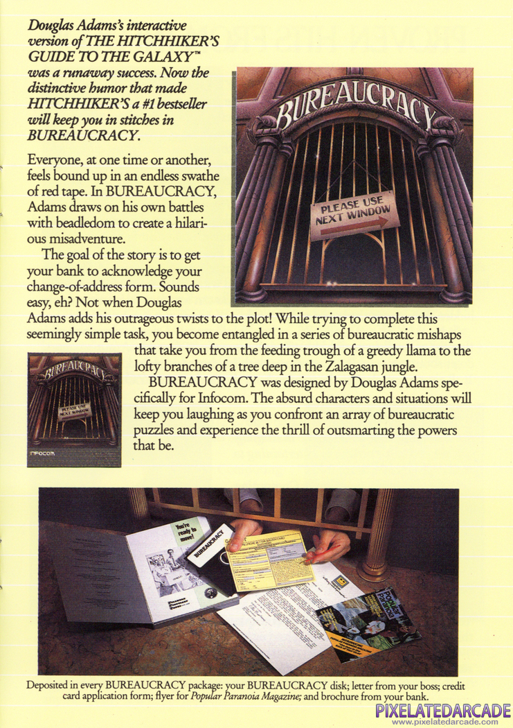Bureaucracy Advertisement: Infocom product catalog