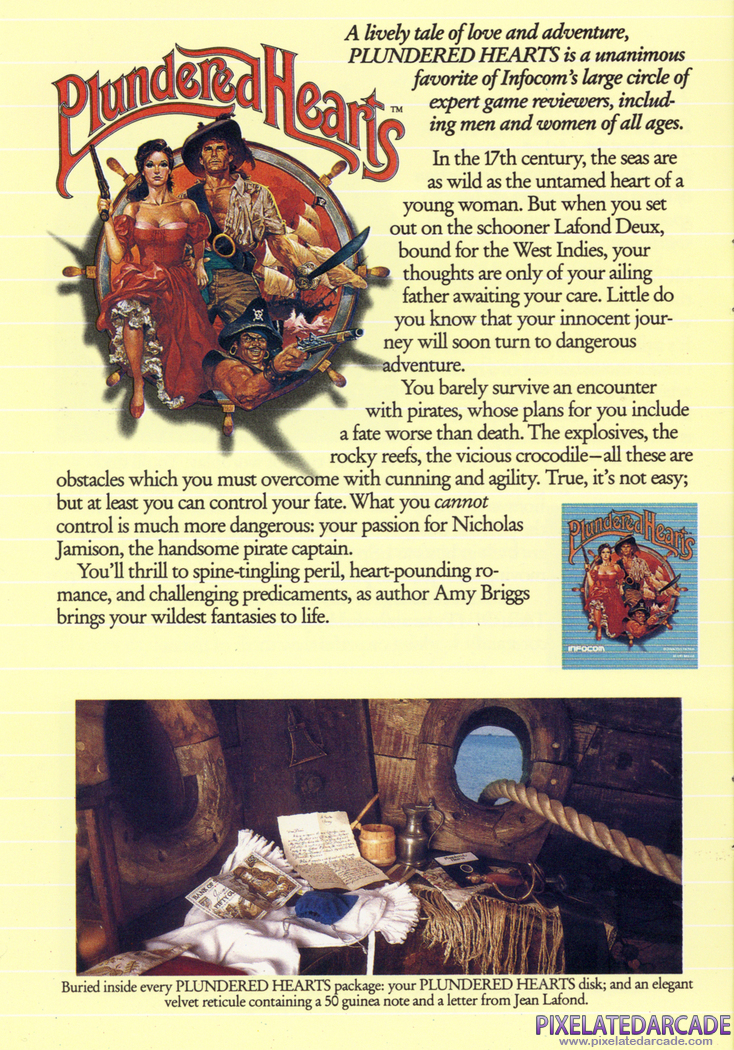 Plundered Hearts Advertisement: Infocom product catalog