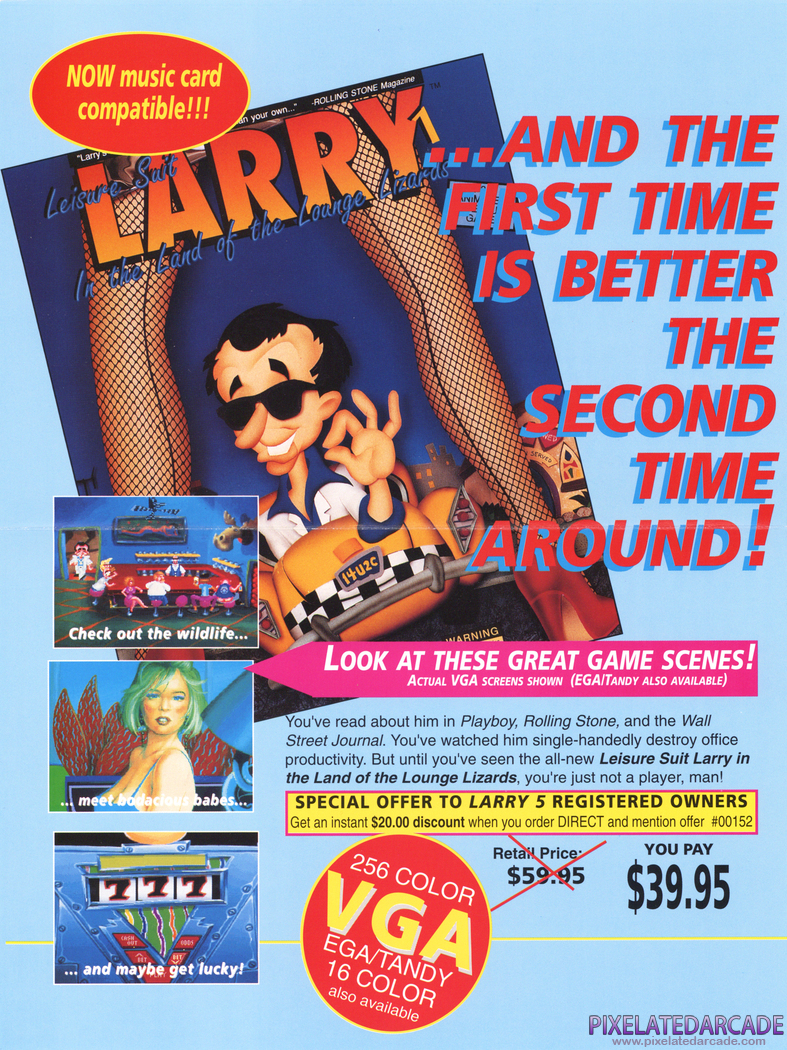 Leisure Suit Larry 1: In the Land of the Lounge Lizards Advertisement: Leisure Suit Larry 1 flyer - Inside Leisure Suit Larry 1: In the Land of the Lounge Lizards Advertisement: Leisure Suit Larry 1 flyer - Inside