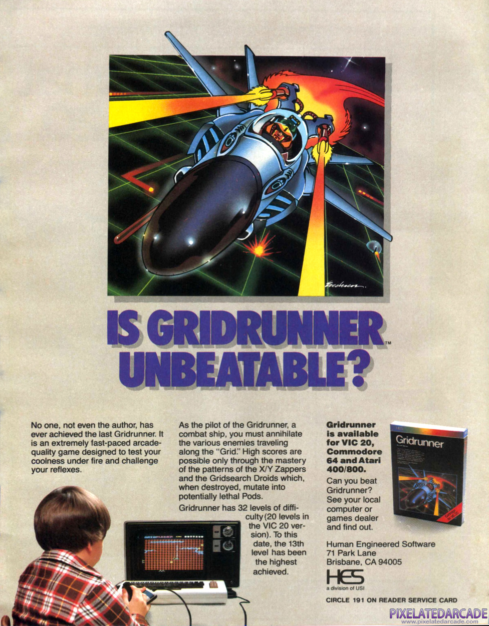 Gridrunner Advertisement: May 1983 magazine ad