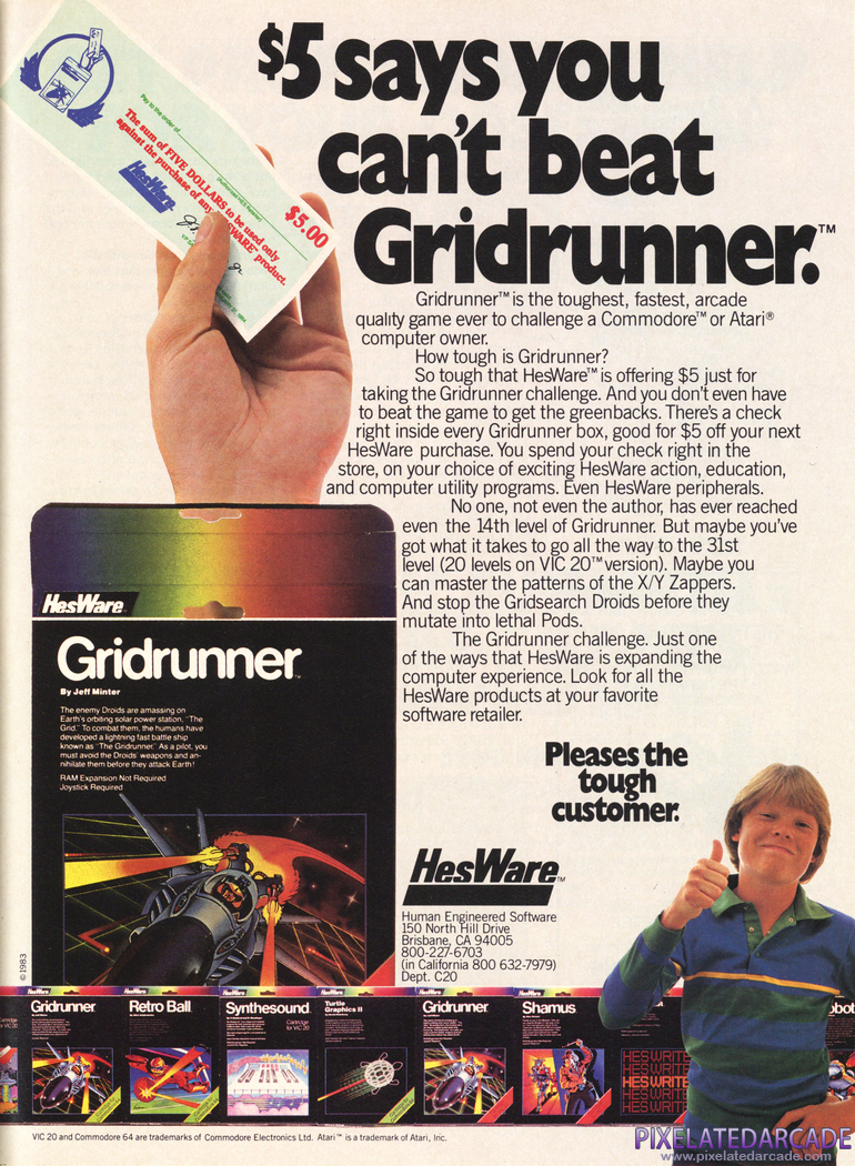 Gridrunner Advertisement: September 1983 magazine ad