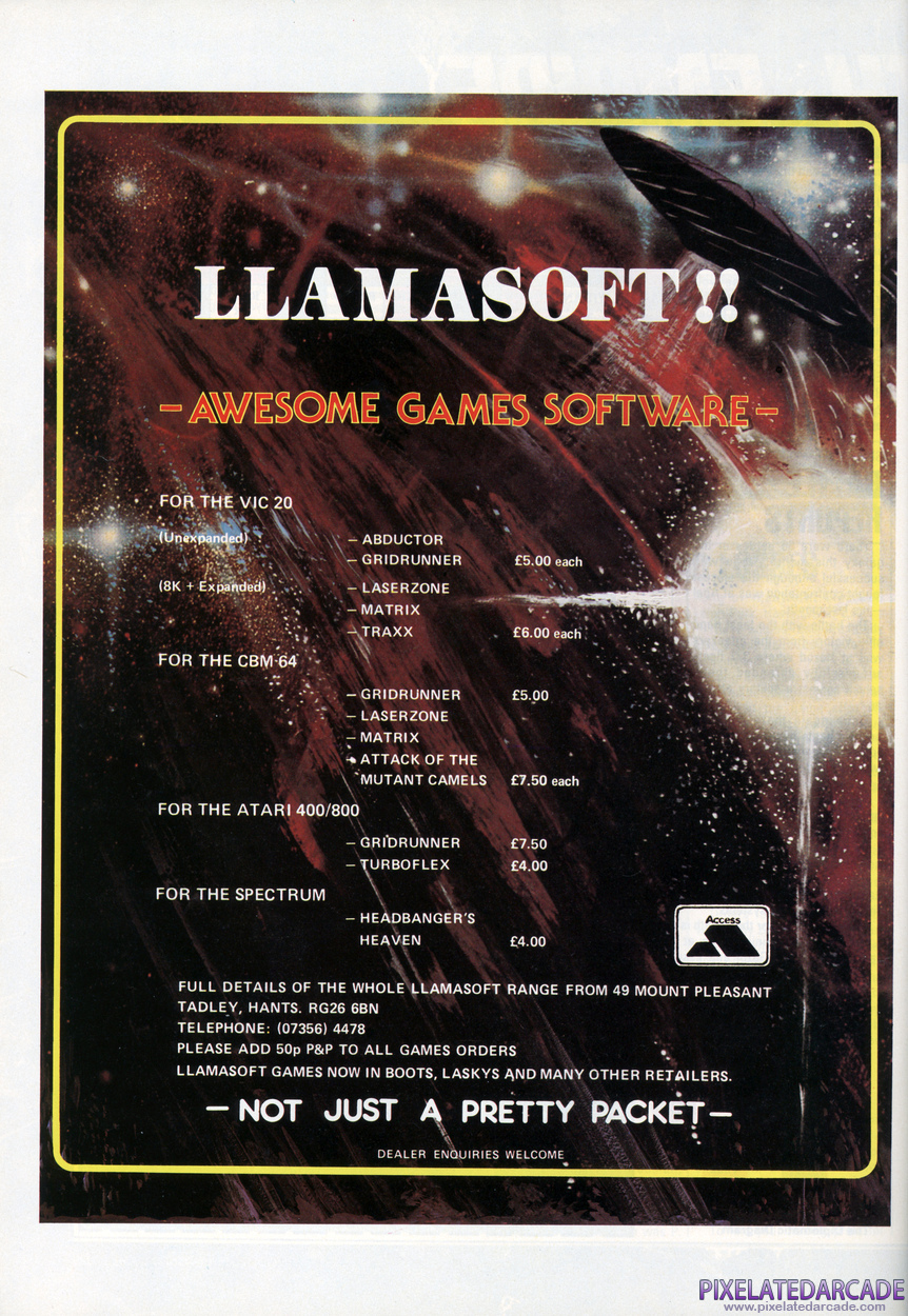 Gridrunner Advertisement: Llamasoft September 1983 magazine ad