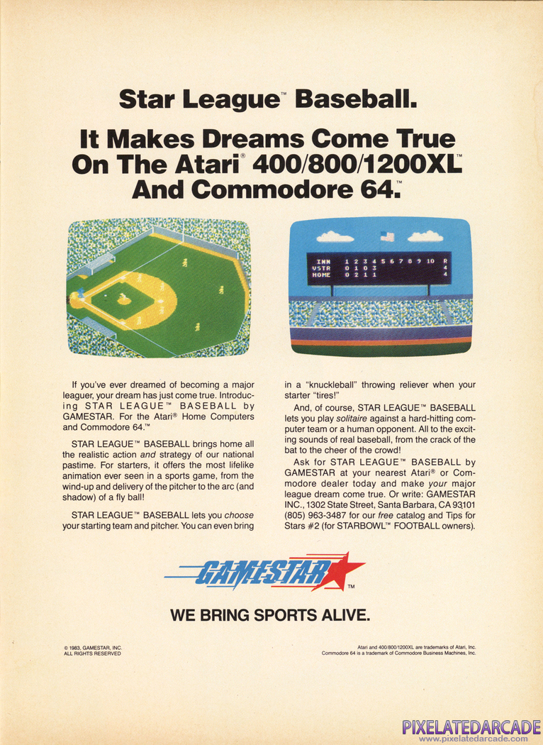 Star League Baseball Advertisement: October 1983 magazine ad