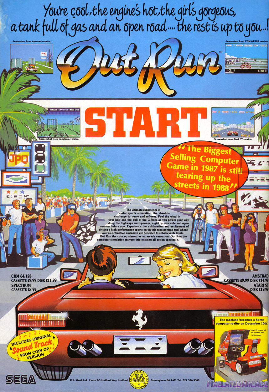 OutRun Advertisement: February 1988 magazine ad