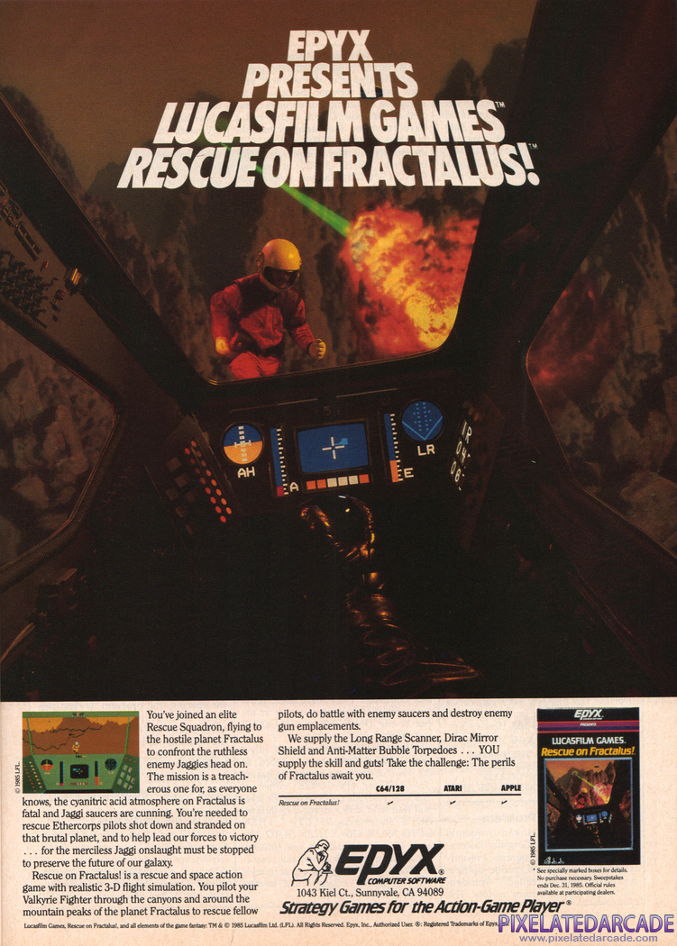 Rescue on Fractalus! Advertisement: March 1986 magazine ad