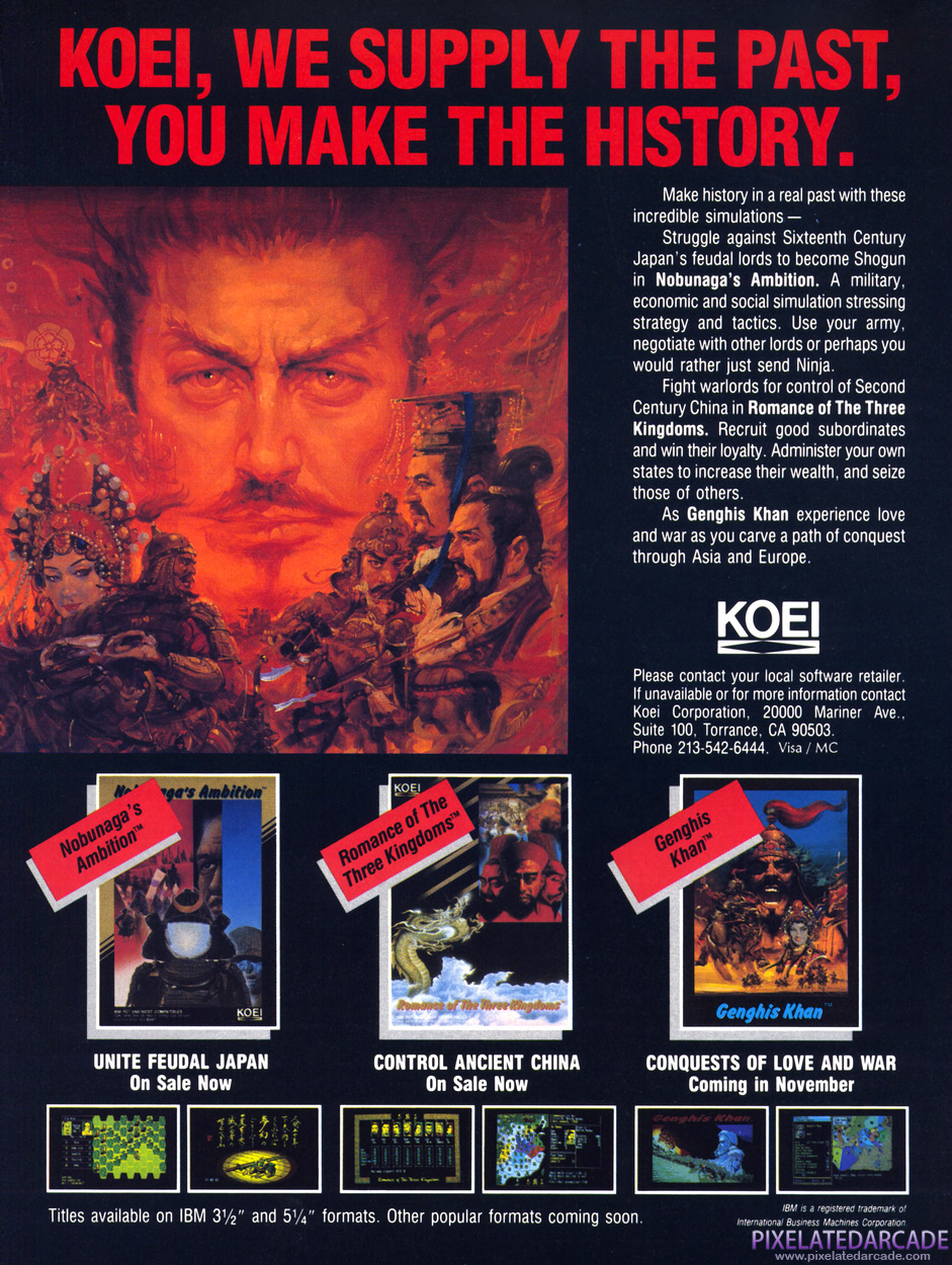 Nobunaga's Ambition Advertisement: October 1988 magazine ad