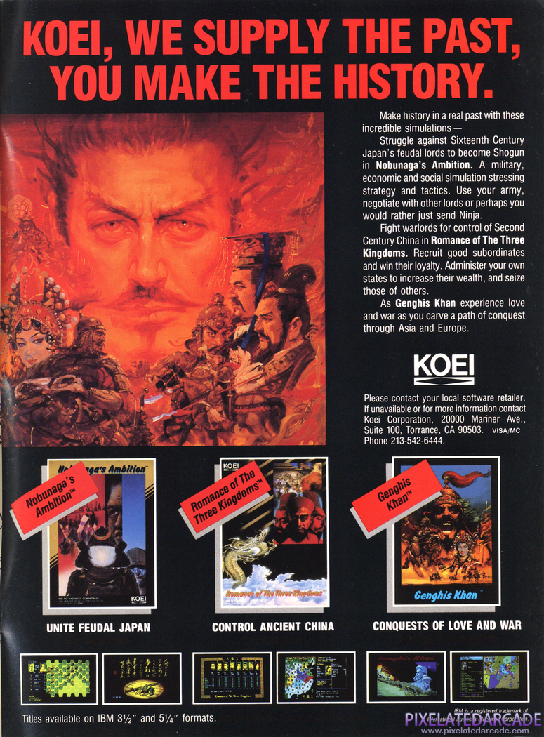 Nobunaga's Ambition Advertisement: April 1989 magazine ad