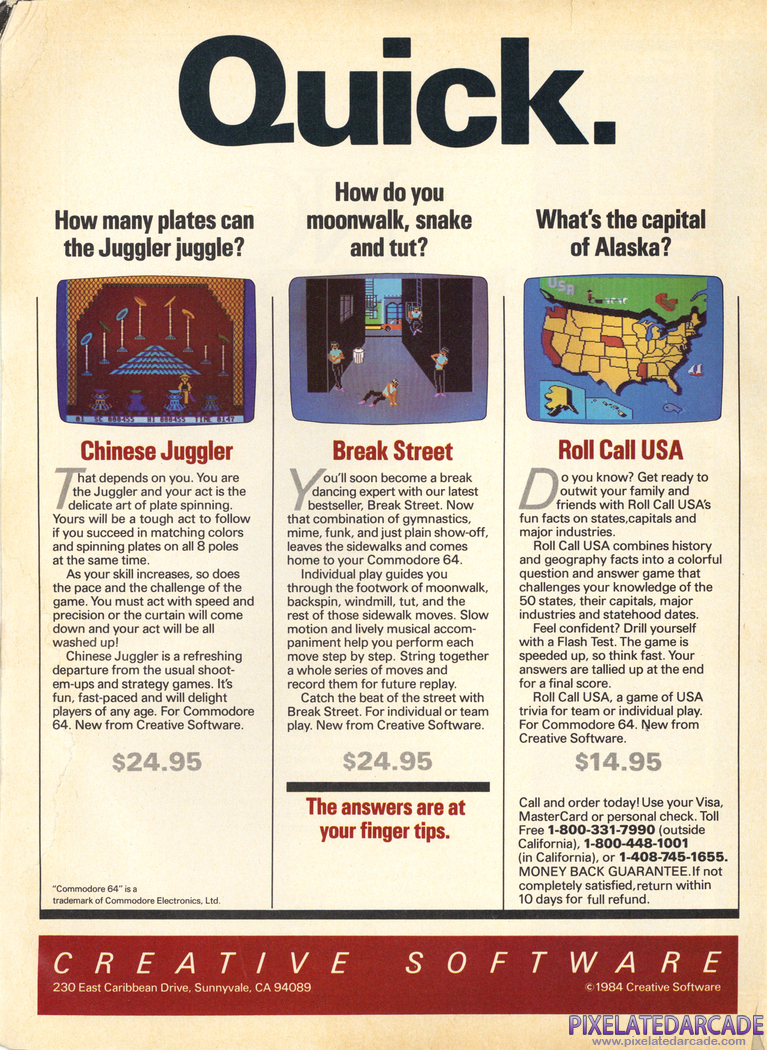 Chinese Juggler Advertisement: February 1985 magazine ad