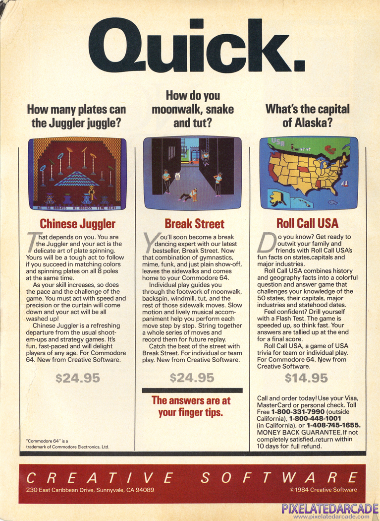 Break Street Advertisement: February 1985 magazine ad