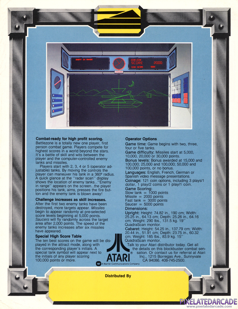 Battlezone Advertisement: Battlezone flyer - Back