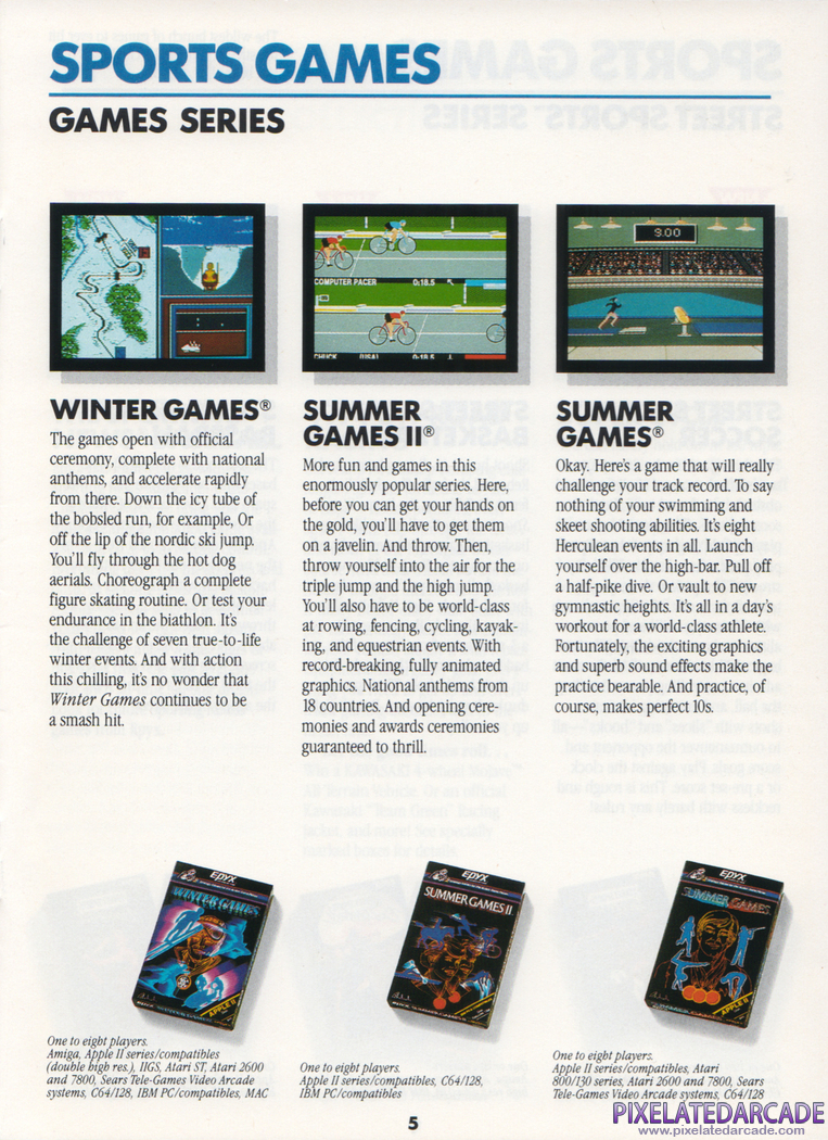 Summer Games II Advertisement: Summer Games II in the Epyx product catalog