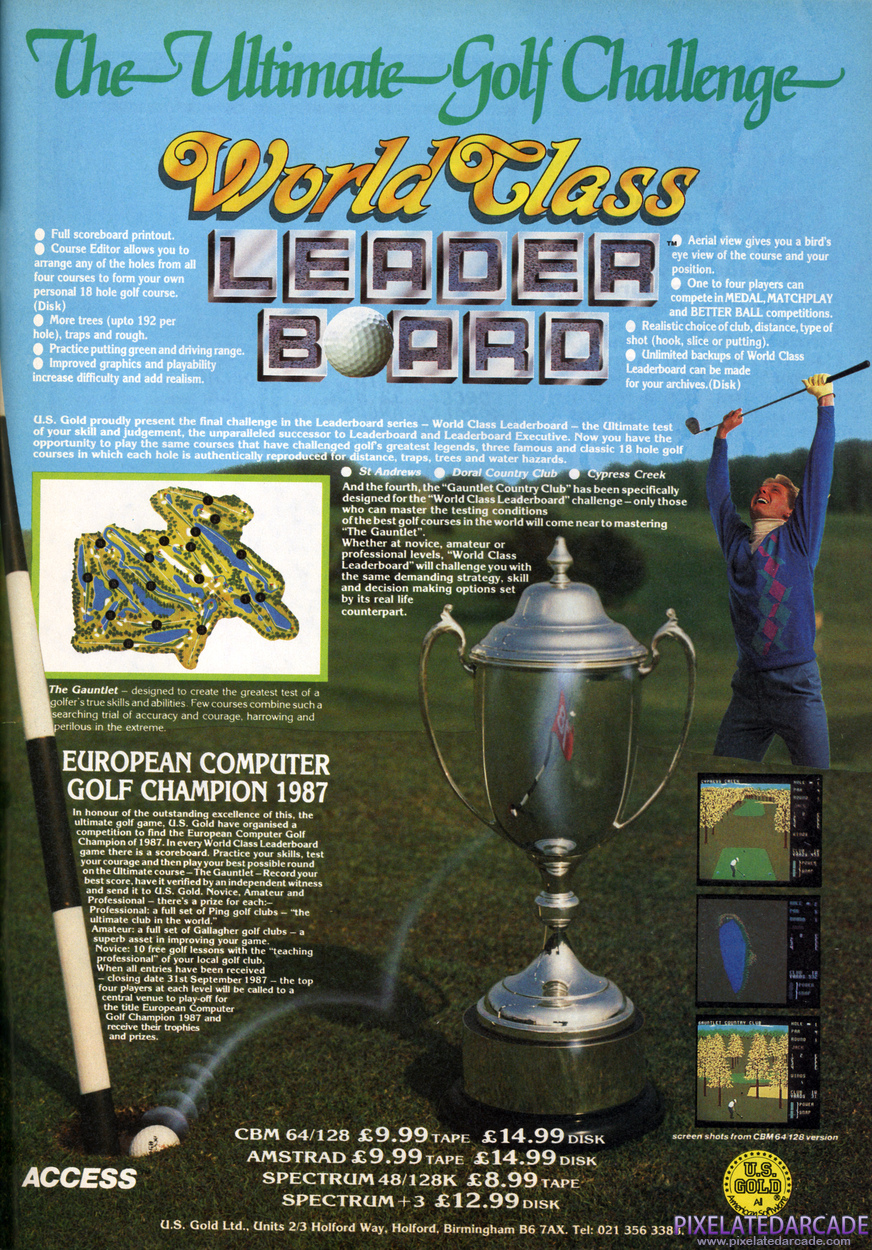 World Class Leader Board Advertisement: August 1987 magazine ad