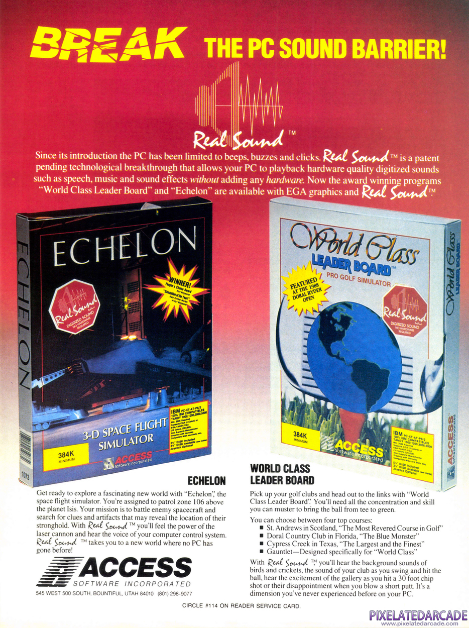 Echelon Advertisement: October 1989 magazine ad