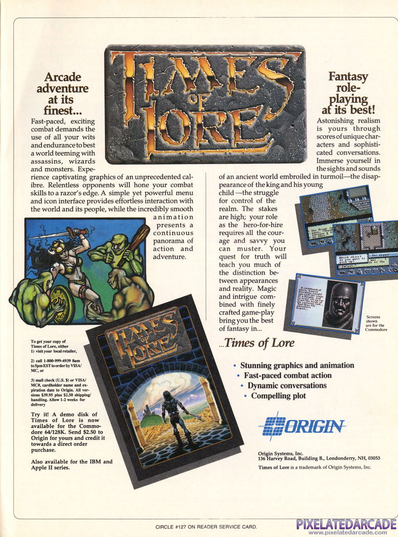 Times of Lore Advertisement: April 1989 magazine ad