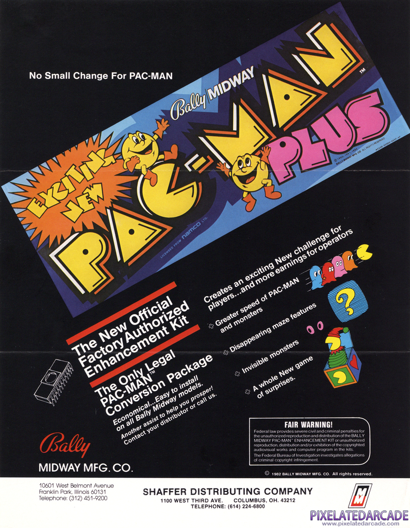 Pac-Man Plus Advertisement: Pac-Man Plus flyer - Front