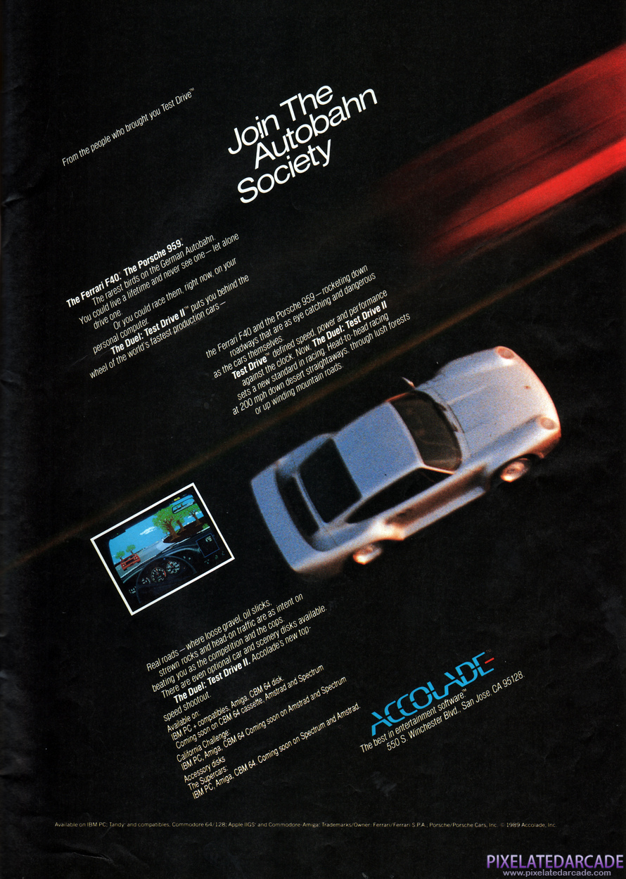 The Duel: Test Drive II Advertisement: June 1989 magazine ad