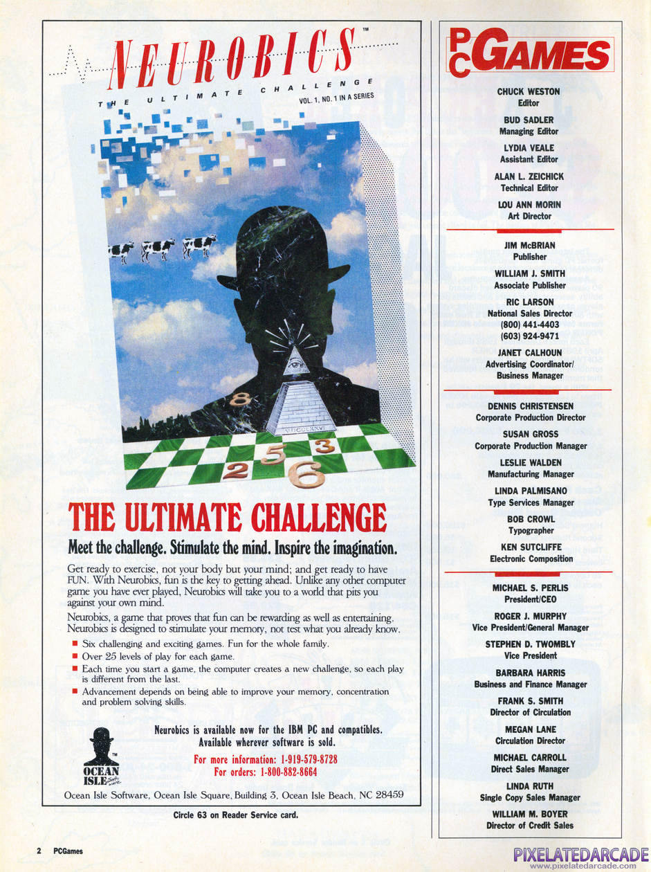 Neurobics: The Ultimate Challenge Advertisement: Spring 1989 magazine ad