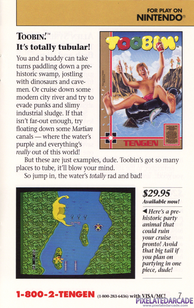 Toobin' Advertisement: Tengen 1990 product catalog