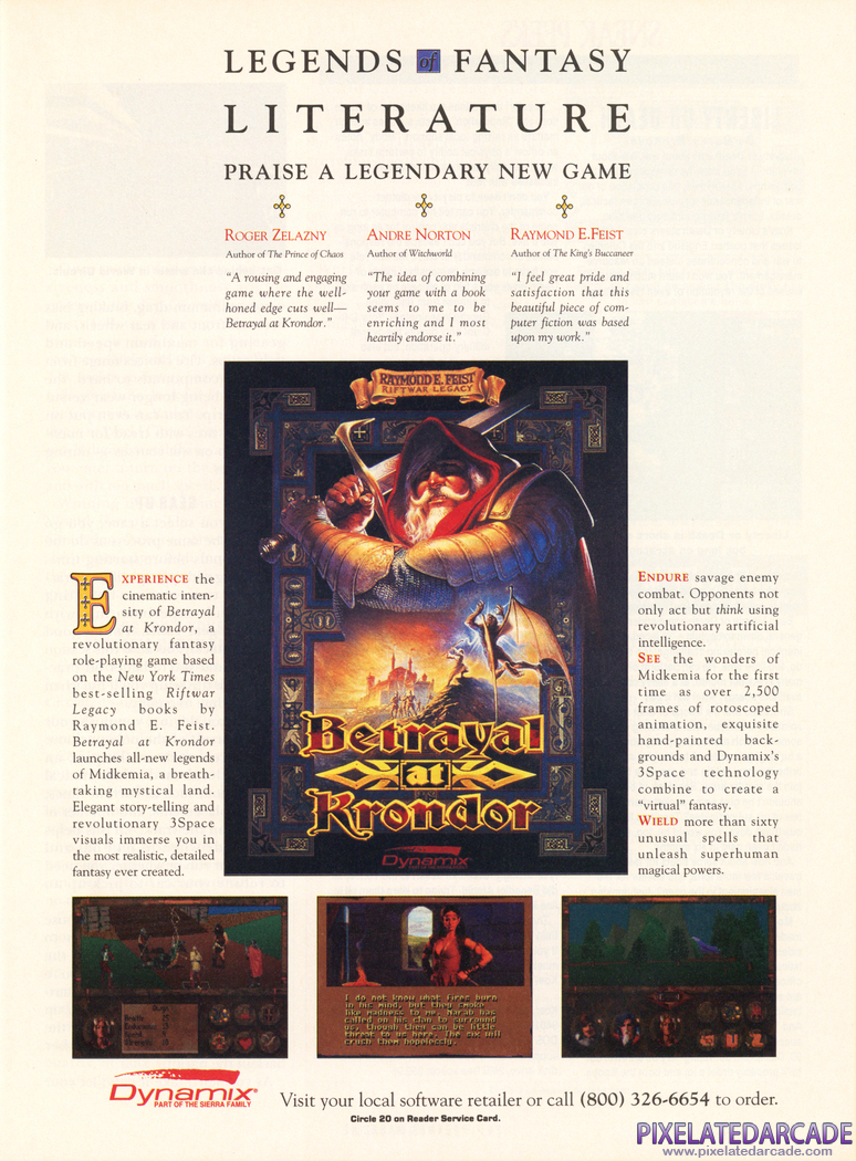 Betrayal at Krondor Advertisement: June 1993 magazine ad