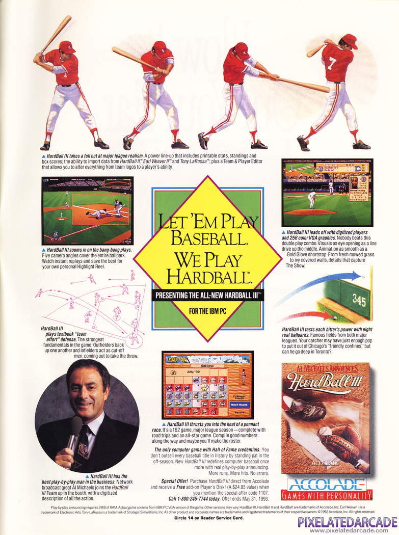 HardBall III Advertisement: April 1993 magazine ad