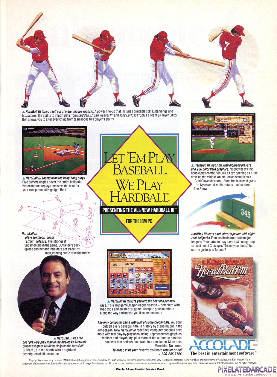 HardBall III Advertisement: February 1993 magazine ad