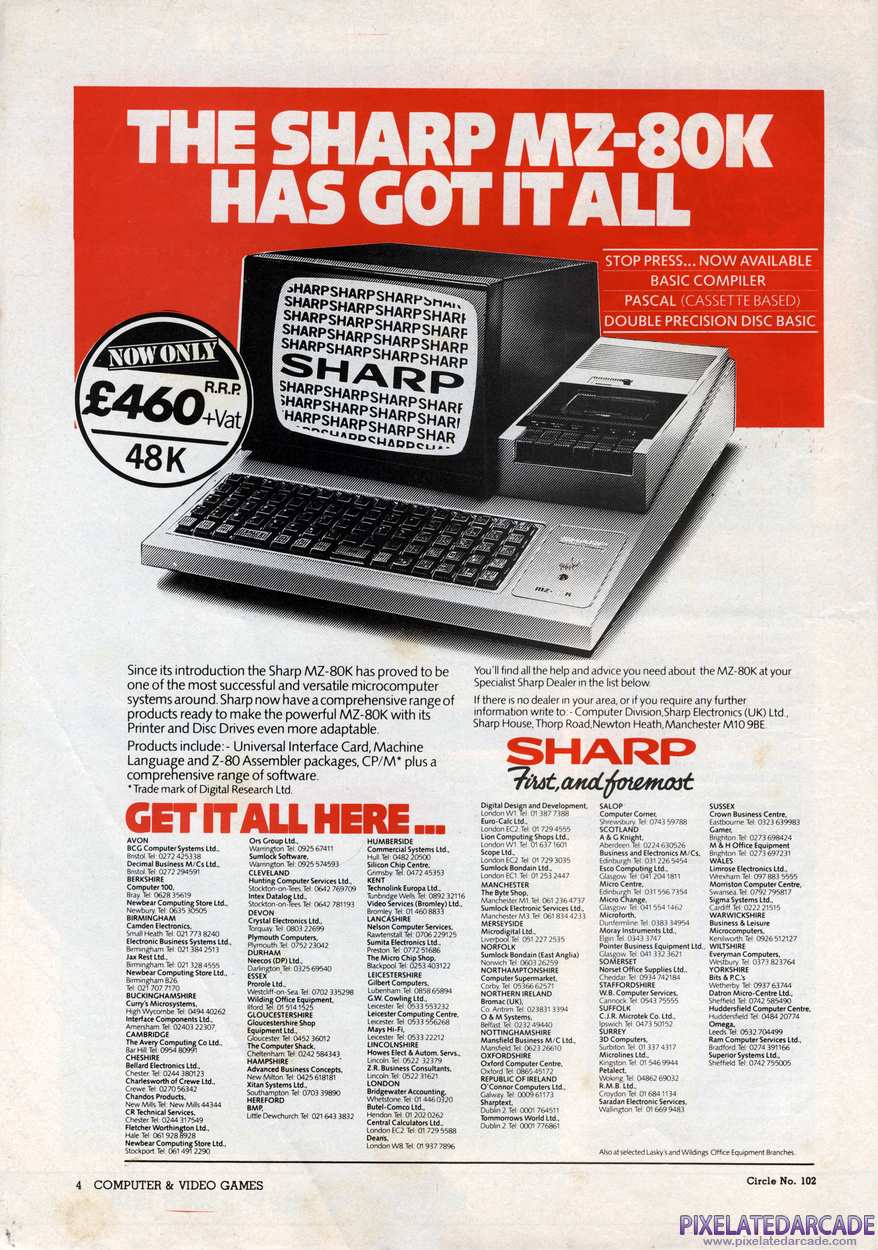 Sharp MZ-80K Series Advertisement: Sharp MZ-80K December 1981 magazine ad
