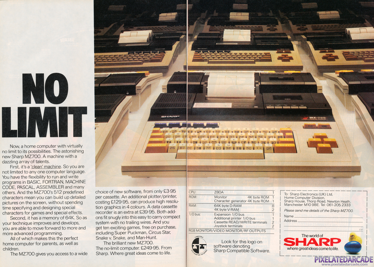 Sharp MZ-80K Series Advertisement: Sharp MZ-700 November 1983 magazine ad