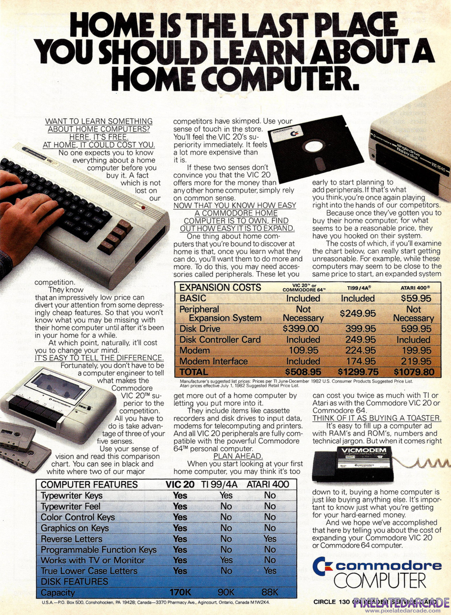 Commodore VIC-20 Advertisement: March 1983 magazine ad