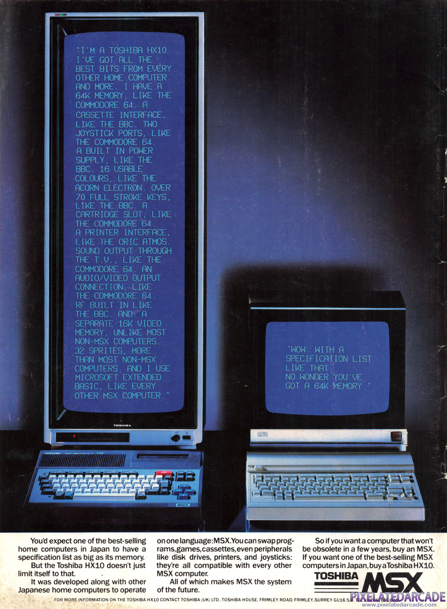MSX Advertisement: Toshiba HX10 June 1985 magazine ad