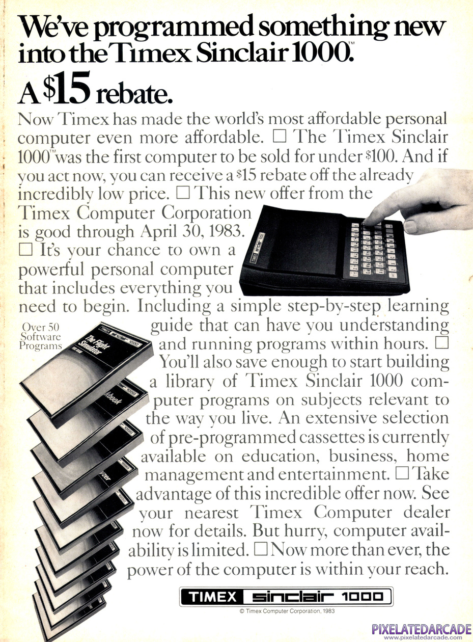 ZX81 / Timex Sinclair 1000 Advertisement: April 1983 magazine ad