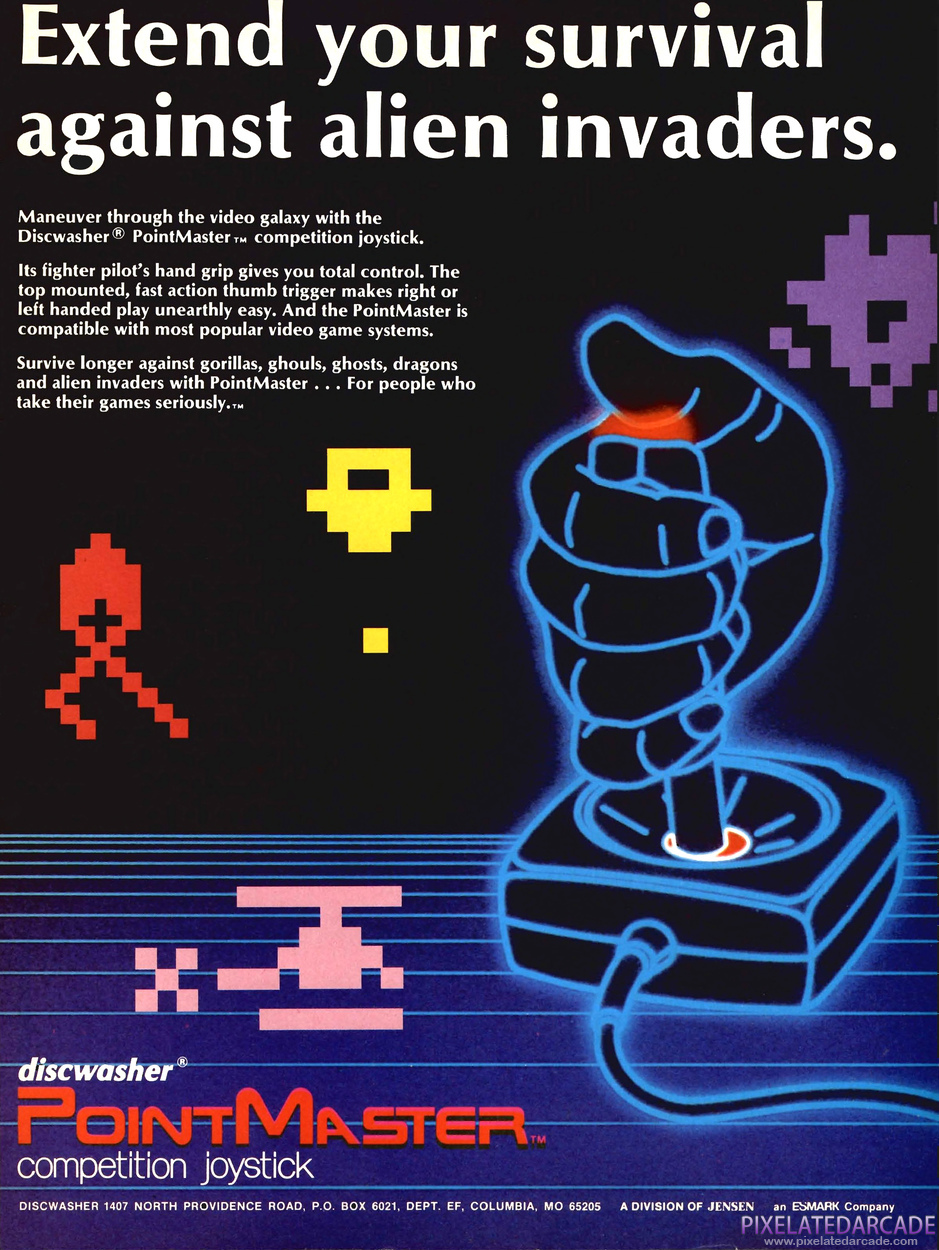 PointMaster Competition Joystick Advertisement: March 1984 magazine ad