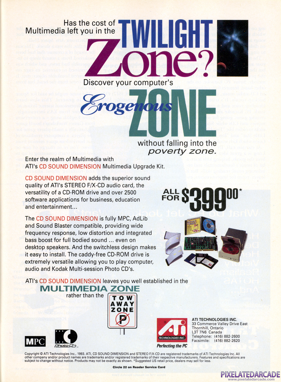 ATI CD Sound Dimension Advertisement: November 1993