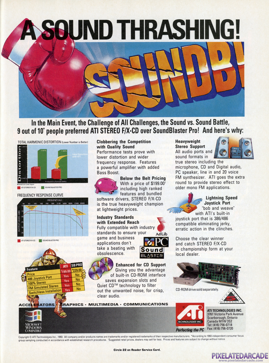 ATI Stereo F/X-CD Advertisement: April 1993 magazine ad