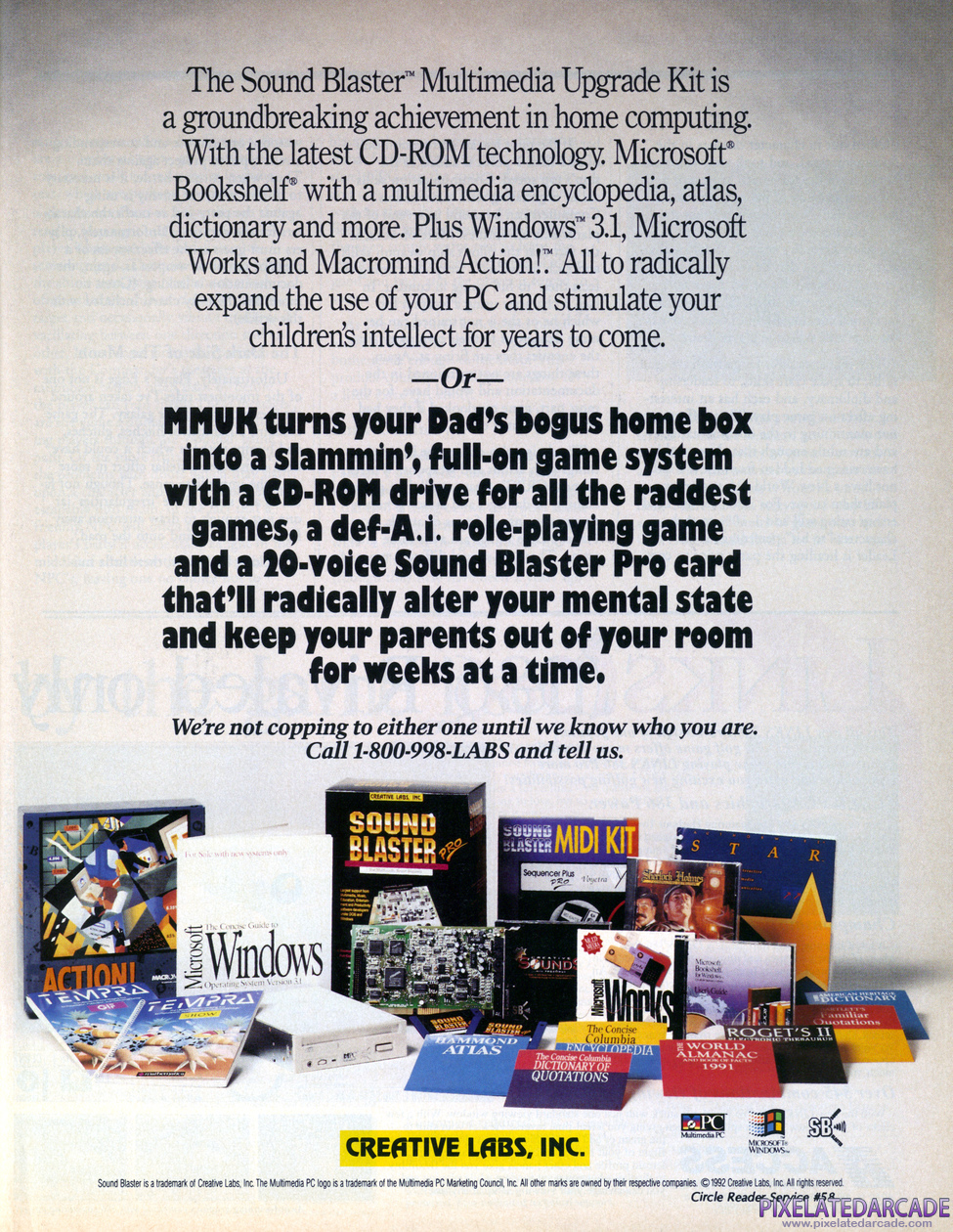 Sound Blaster Multimedia Upgrade Kit Advertisement: July 1992 magazine ad