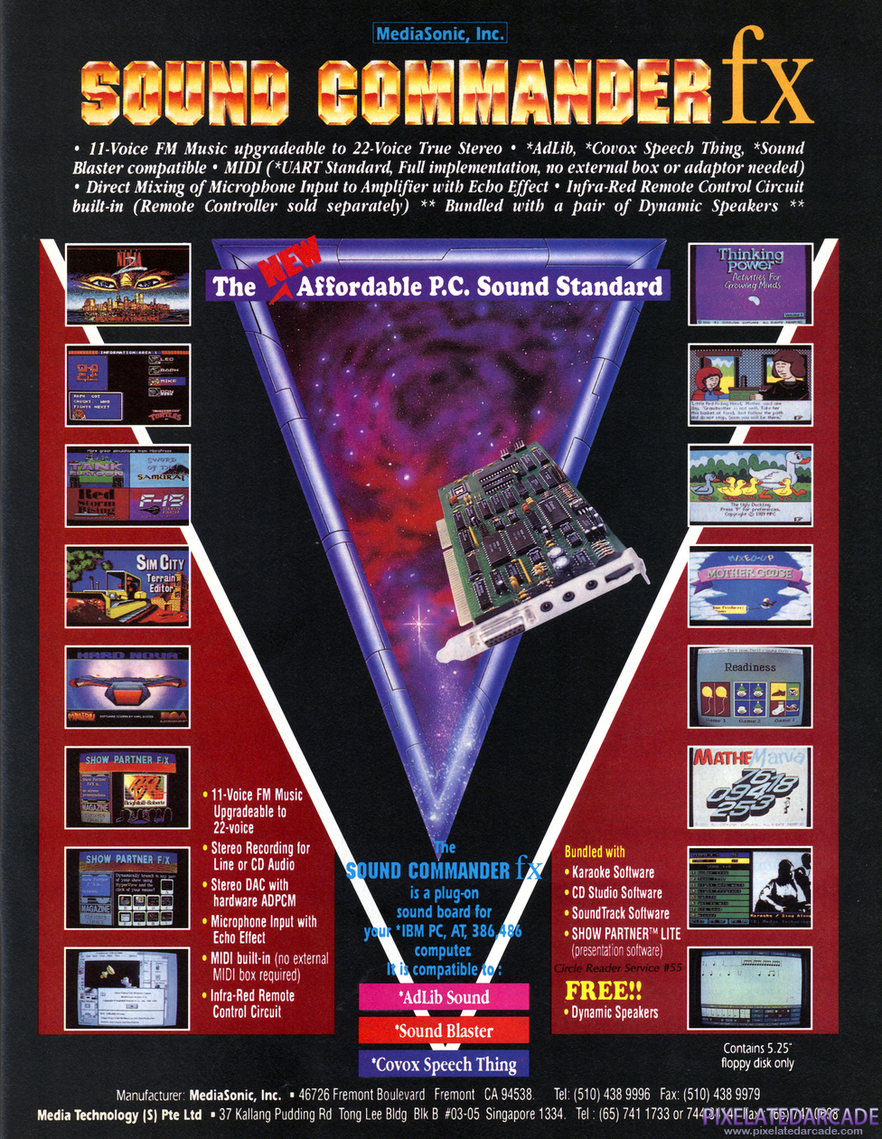 Sound Commander fx Advertisement: June 1992 magazine ad
